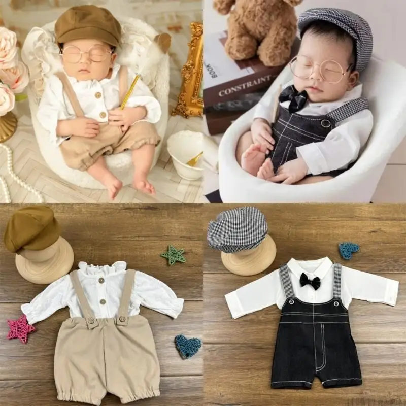 

Toddlers Photography Props Newborn Photography Costume Hat & Shirt Pants Outfit Photo Clothes Baby Supply A2UB