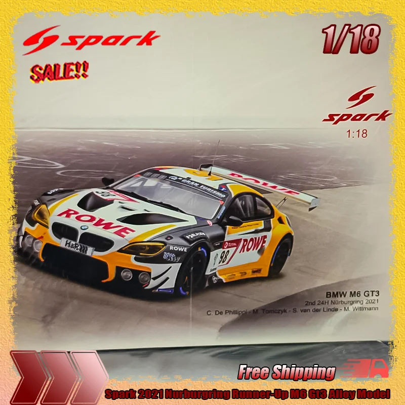 

New Stock Spark 1:18 2021 Nurburgring Runner-Up M6 Gt3 Simulation High-End Resin Miniature Car Model Custom Collectible Toy Gift