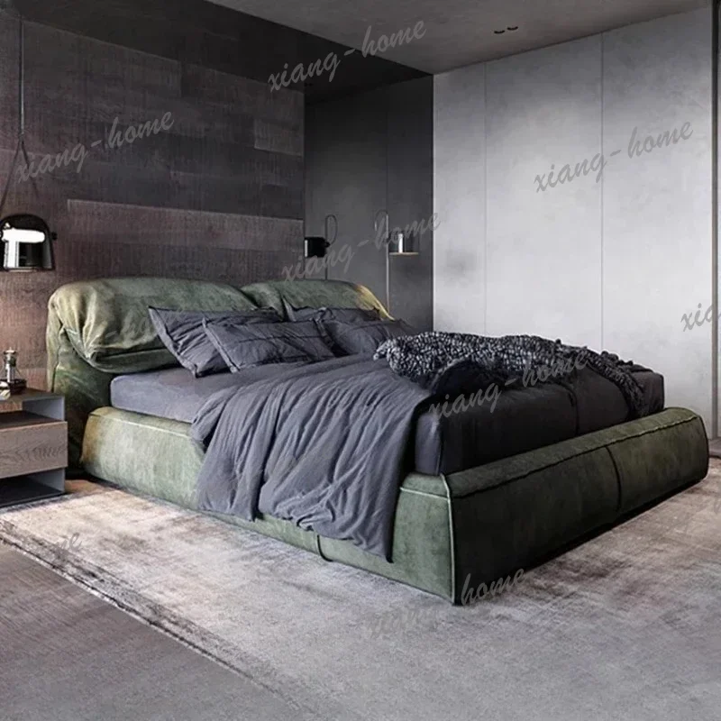 LJY Furniture For Bedroom Cama De Casal Lit 2 Personnes Modern Frame Double Bed 1150 X 200 Bed Frosted Cloth Queen Luxury