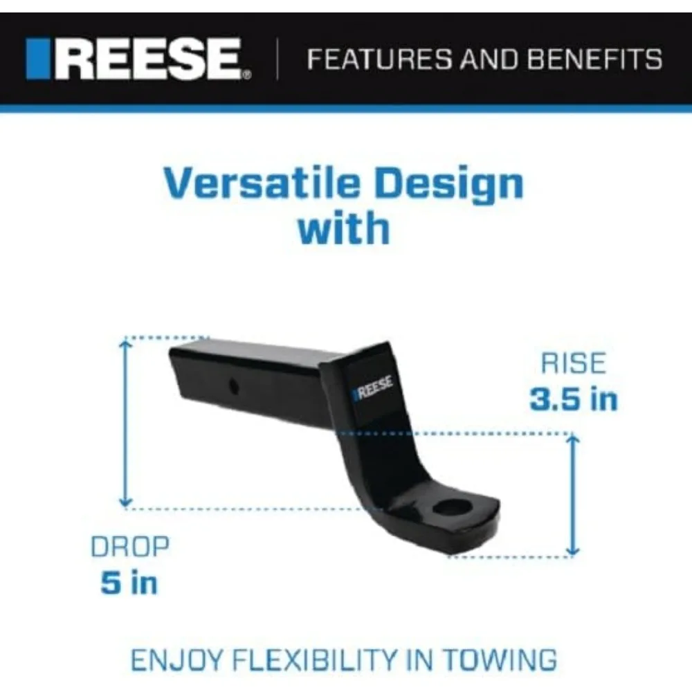 حامل كروي عالي التحمل، سعة 13000 رطل، يناسب جهاز استقبال 2-1/2 بوصة، قطرة 5 بوصة، لمسة نهائية سوداء