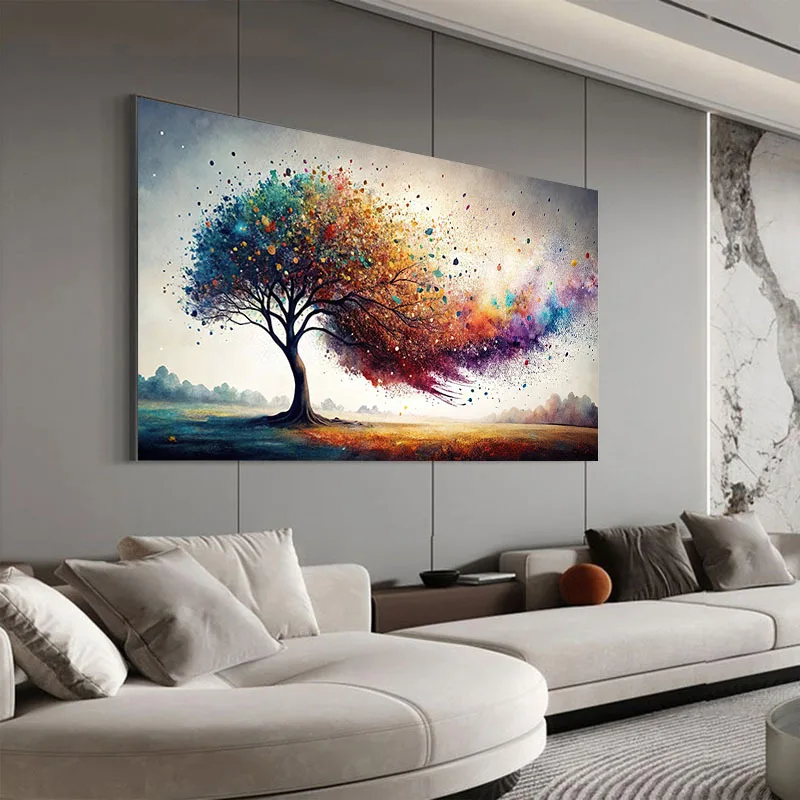 Abstract Tree of Life Wall Painting- A Vibrant, Frameless, Modern Decorative Painting in Color