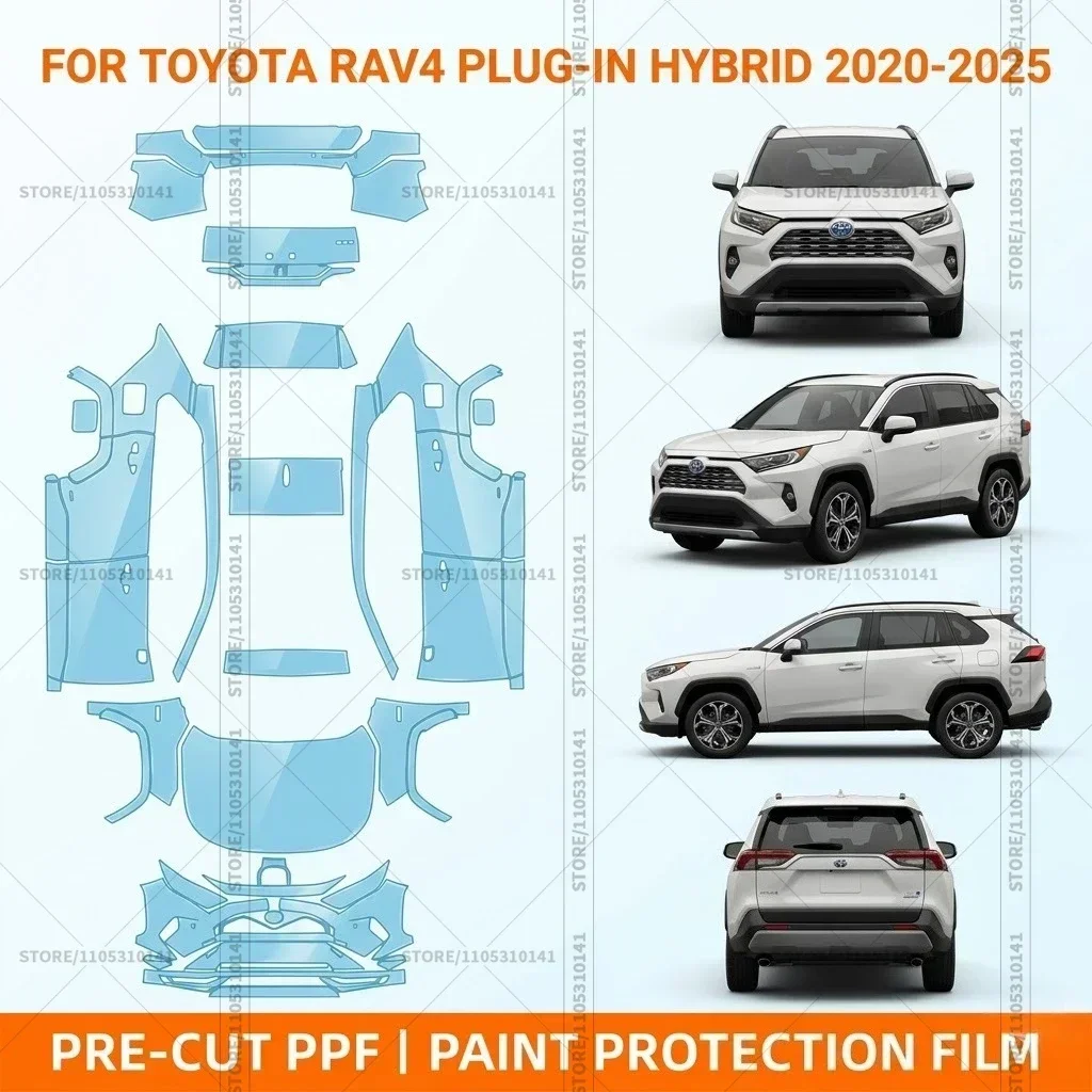 

Предварительно нарезанная прозрачная защитная пленка PPF для бампера автомобиля, автомобильная пленка для Toyota RAV4 Plug-in Hybrid 2020-2025