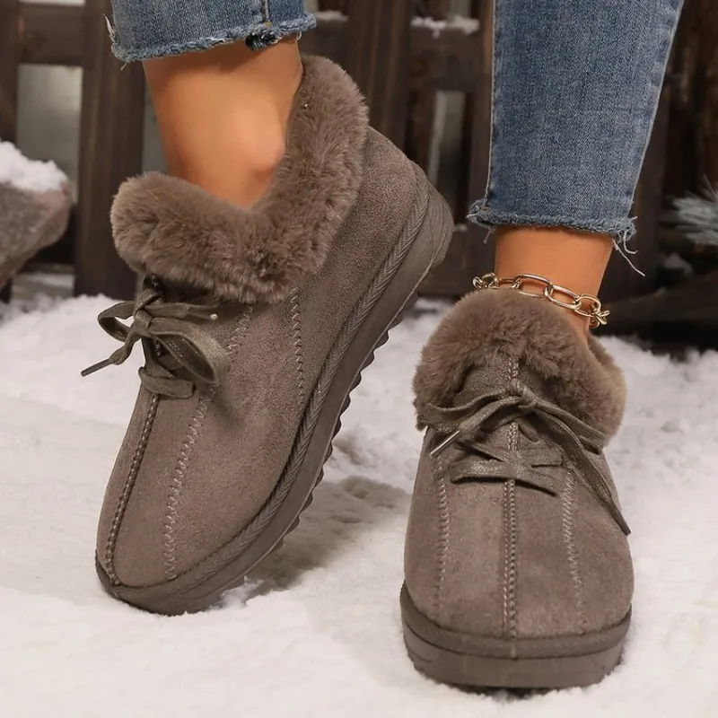 النساء الشتاء حذاء كاجوال الأخفاف الجديدة لينة شقة عدم الانزلاق Loers موضة الراحة الدافئة أفخم القوس الانزلاق على أحذية قطنية الإناث