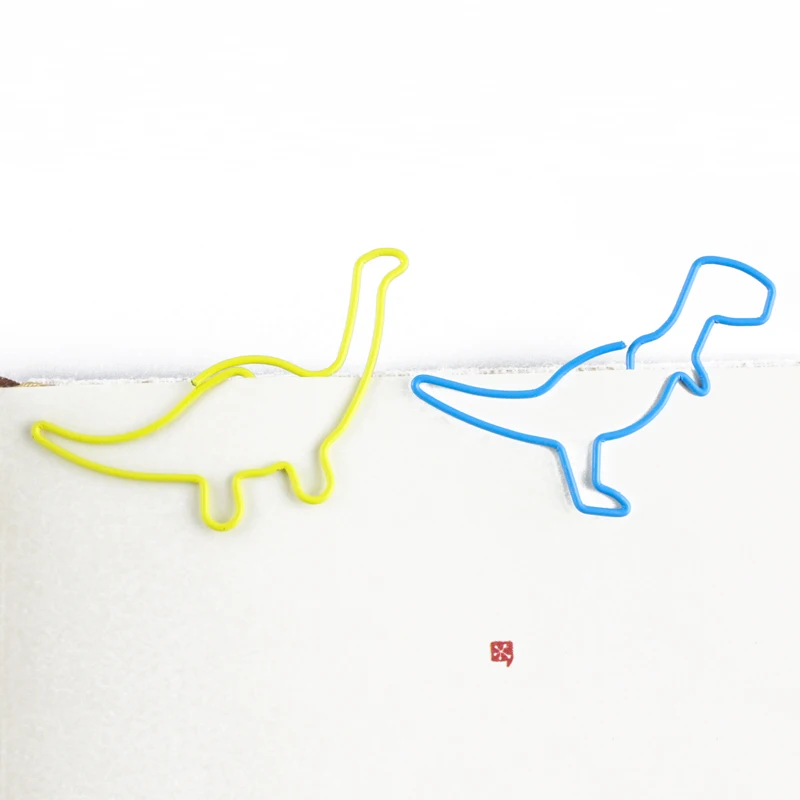 Clips de papel de dinosaurio, marcapáginas, suministros de oficina bonitos, horquillas, Clip de papel de Metal, accesorios creativos de papelería de oficina, marcador de libros