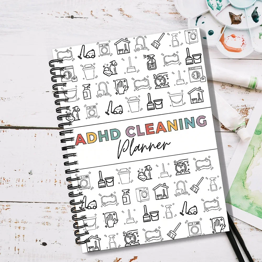 1 Piece Spiral Binding Cleaning Planner Notebook Visual Layout Household Organizer Daily Chore Schedule Journal for Home Tidying Management