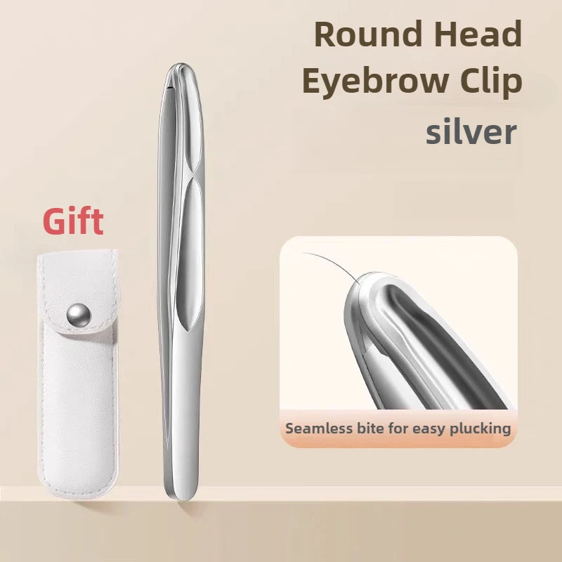Stainless Steel Precision Tweezers for Eyebrows, Eyelashes, Beard & Mustache - High-Accuracy Round Head, Seamless Clamping Profe