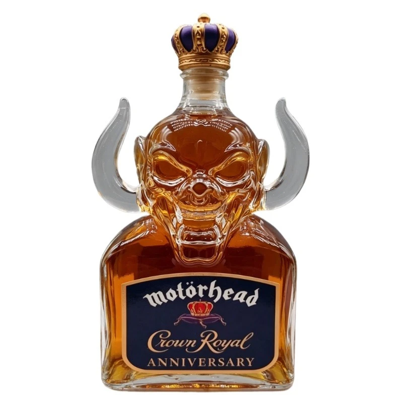 Motörhead Anniversary Skull Liquor Bottle, Heavy Metal Themed Collectible Glass Decanter Gift