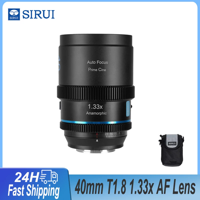 Sirui 40mm T1.8 1.33x S35 Autofocus Anamorphic Lens for Nikon Z Sony E Fujifilm XF Marco 4/3 Mount Cine Camera Lens Blue/Neutral