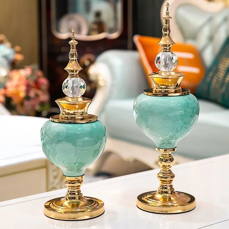 

Retro light luxury vase TV cabinet ornament Home accessories European living room entrance Modern wine cabinet decoration Americ