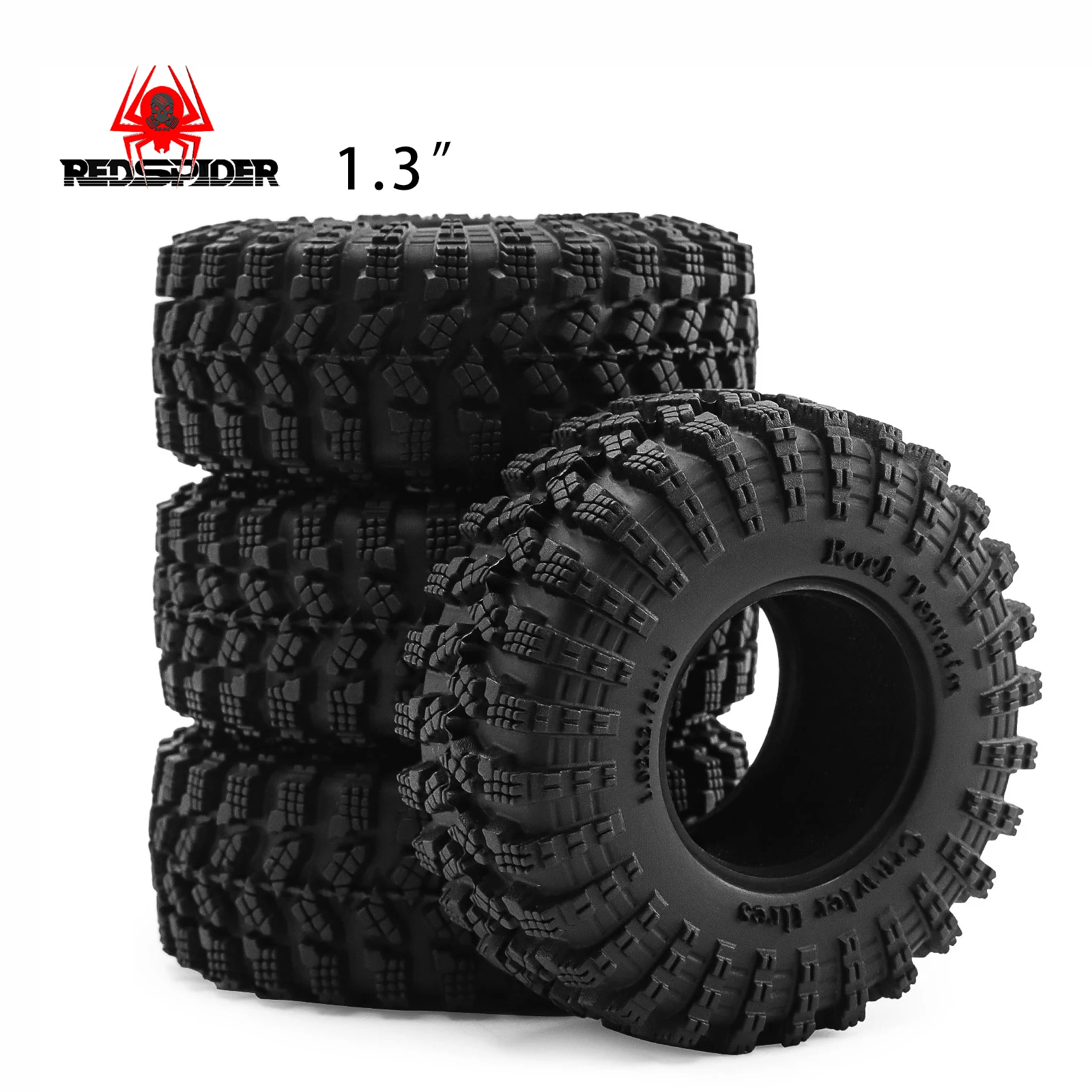 

Вездеходные шины для радиоуправляемого гусеничного автомобиля 1,3 дюйма — резина с высокой рукояткой для масштаба 1/18 и 1/24 TRX4M, SCX24, FCX24 — Rock/Mud/Snow