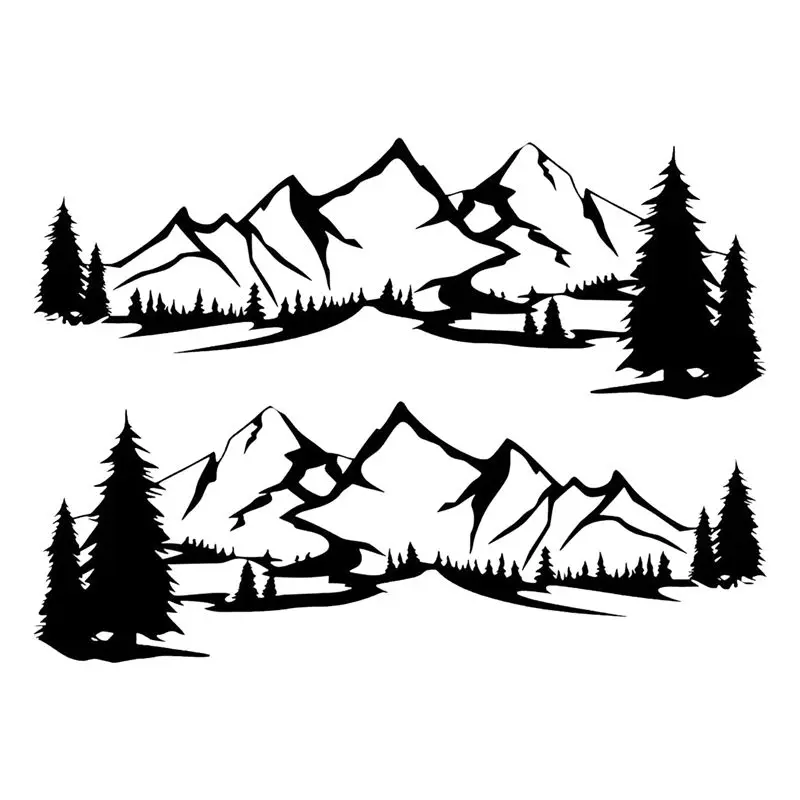 A21E-RV Motorhome Side Body Sticker DIY Large Mountain Tree Decal Sticker Decoration For Car Caravan Trailer