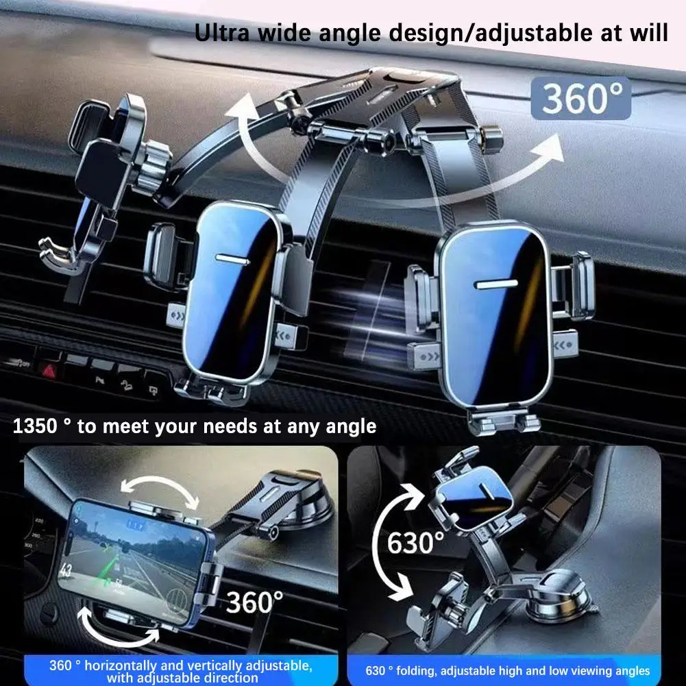 Car Phone Holder Universal Sucker - Dashboard and Windshield Support Bracket, 360° Rotation for Car Interior Mobile Accesso R9N0