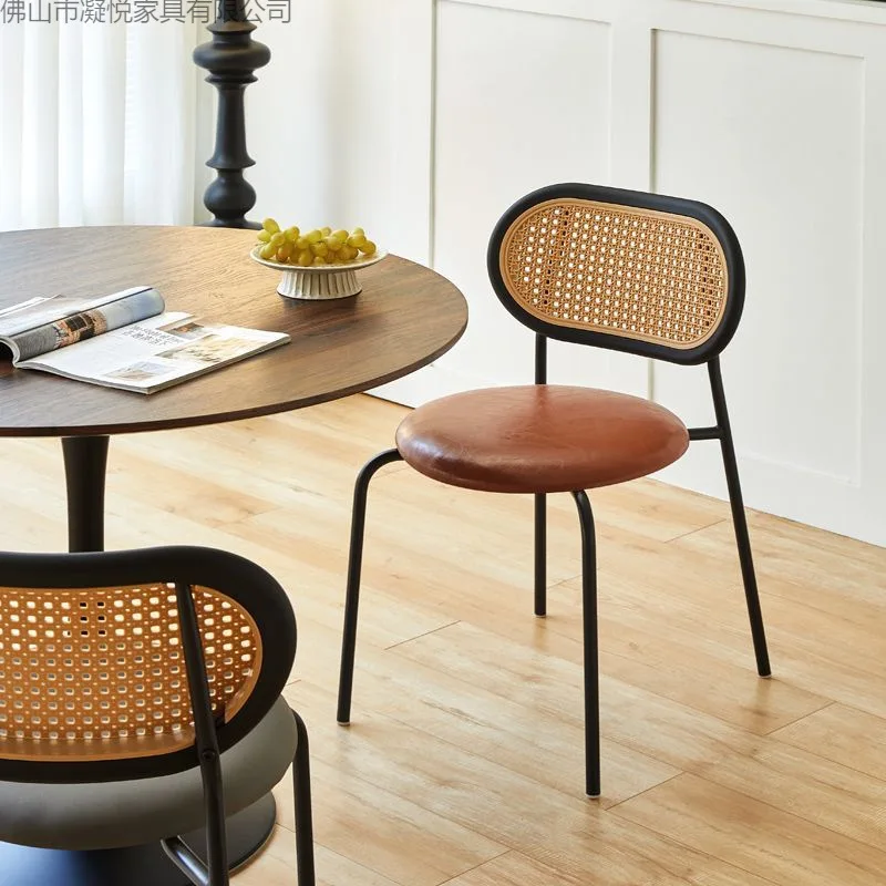 Rattan dining  household light luxury plastic Internet celebrity homestay restaurant backrest chair, imitation rattan chair