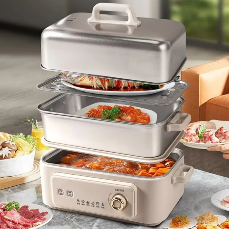 17 liters large capacity digital display adjustable temperature multi-layer breakfast insulation kitchen electric steamer