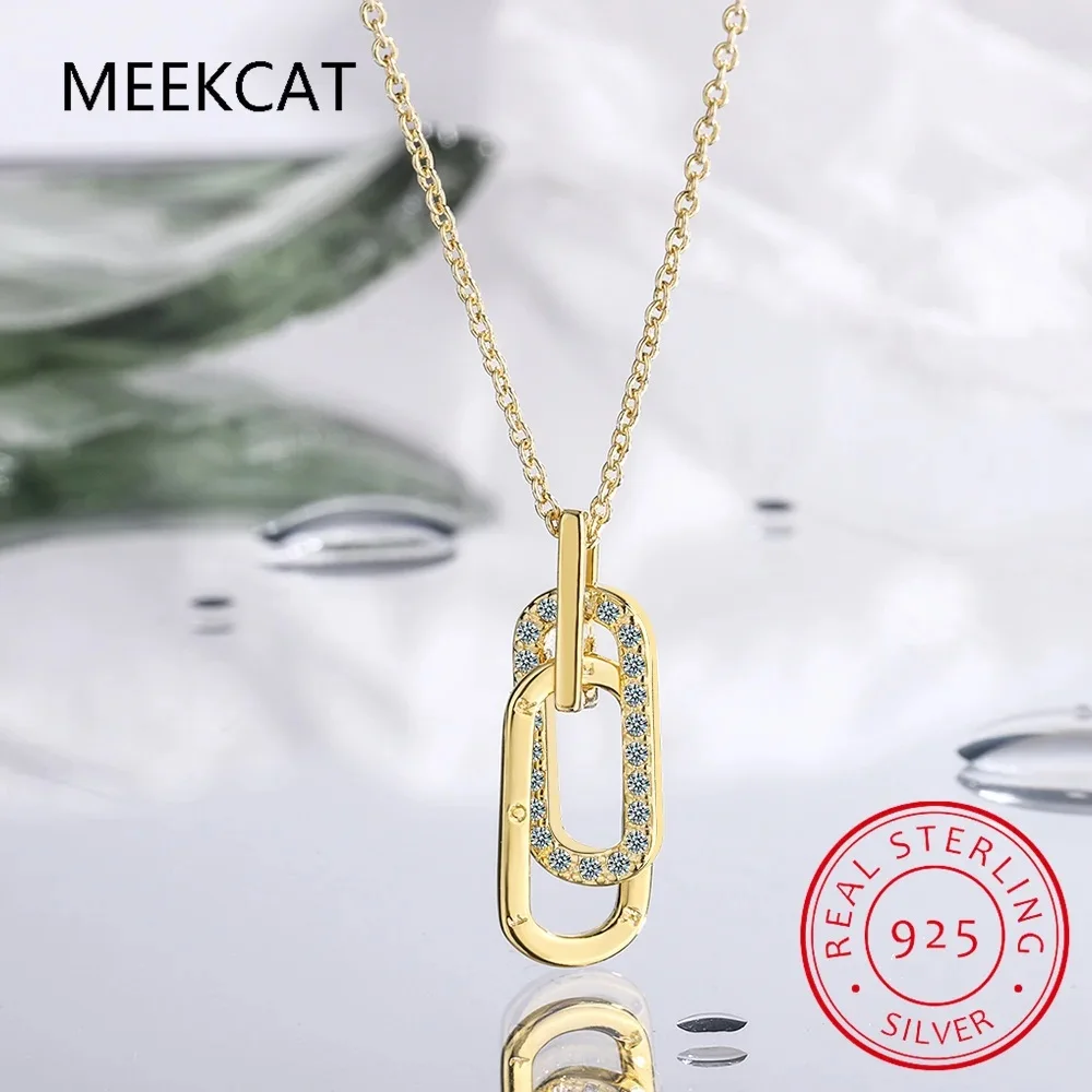 رومانسية قفل تصميم تألق واضح تشيكوسلوفاكيا قلادة 925 فضة سلسلة قلادة للنساء غرامة مجوهرات الزفاف هدية RHN1085