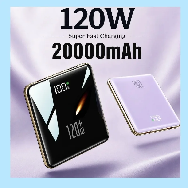 20000mAh Ultra‑Thin Portable Power Bank Built‑in Cable Fast Charging for iPhone Samsung Xiaomi Daily Travel Power Supply