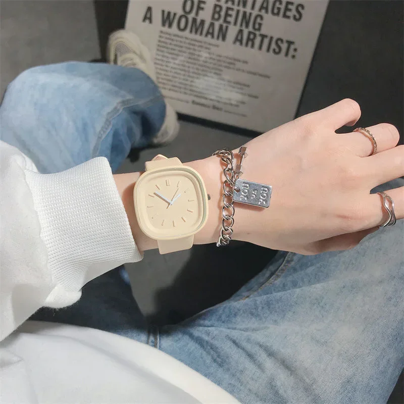 New Vintage Square Simple Women Watch High Beauty Student Summer Unisex Style Premium Design  Belt Quartz  Wristwatch