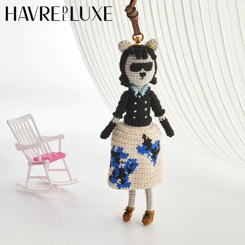 Bag charm knitted doll pendant human form funny woven keychain female exquisite cute High-end bag accessories