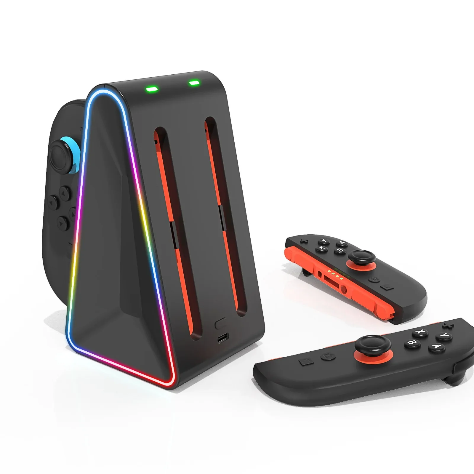 لوحدة تحكم Switch 2 / OLED/Lte مع مقبض شحن الضوء المحيط RGB Joypad شاحن وحدة التحكم اليسرى واليمنى 4 في 1 مجموعة