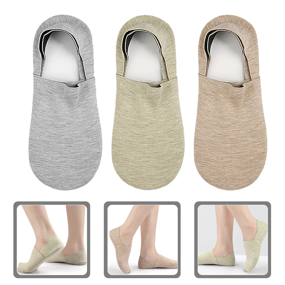 

3 Pairs Fashion Socks for Women Invisible Heel Girls Womens Dress Polyester Low Cut