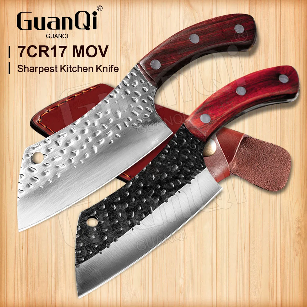 5 Inch Handmade Forged Full Tang High-carbon Clad Steel Butcher Cleaver Knives Handmade Forged Kitchen Butcher Knifes with Cover