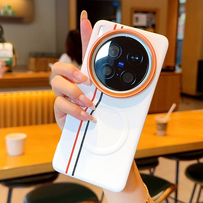 

Для Vivo X200 ультра модный кожаный чехол контрастного цвета Vivo X300 Pro беспроводной магнитный защитный чехол Vivo X200S