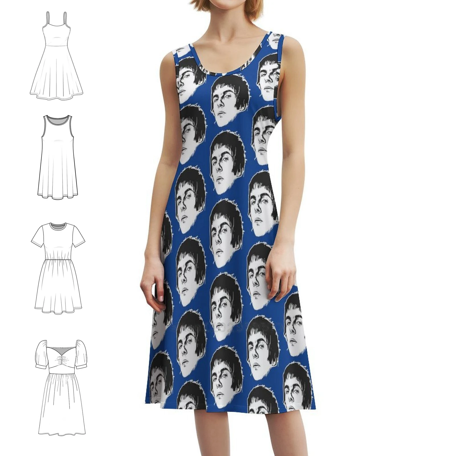 

Liam Gallagher Print Art Sweetheart Neckline Dress Elegant Summer Party Dress For Women Liam Gallagher Portrait Female Clothing