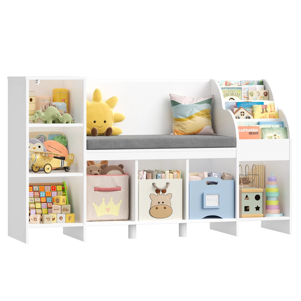 Kids Bookcase Toy Storage with Reading Nook Bench