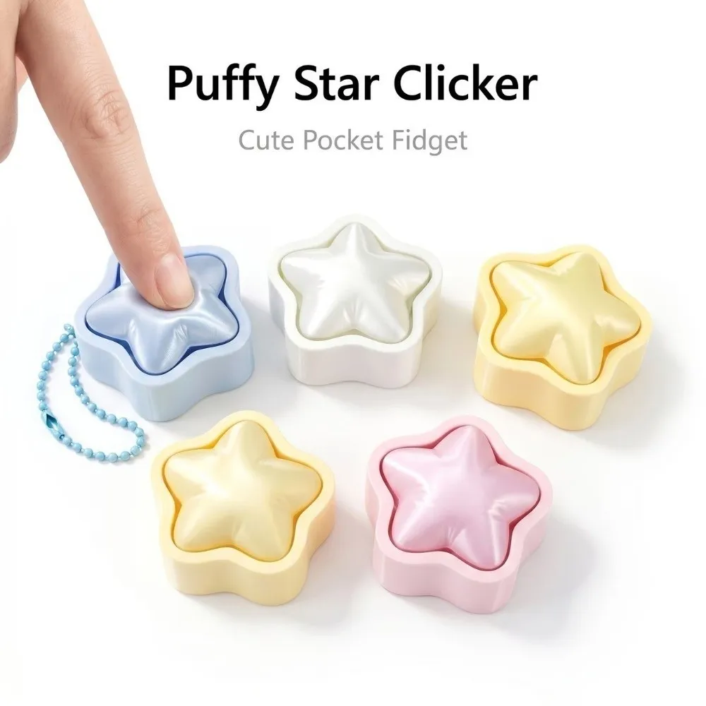 Creative Clicker Key Chain 3D Printed Star Sun Funny Fidget Keychain Cloud Colorful Simulated Food Pendant Bag Decoration