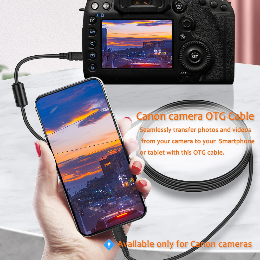 Canon OTG Cable,MiNi5P to TypeC,Download photos or videos from your Canon camera to your smartphone or tablet PC Quick sharing