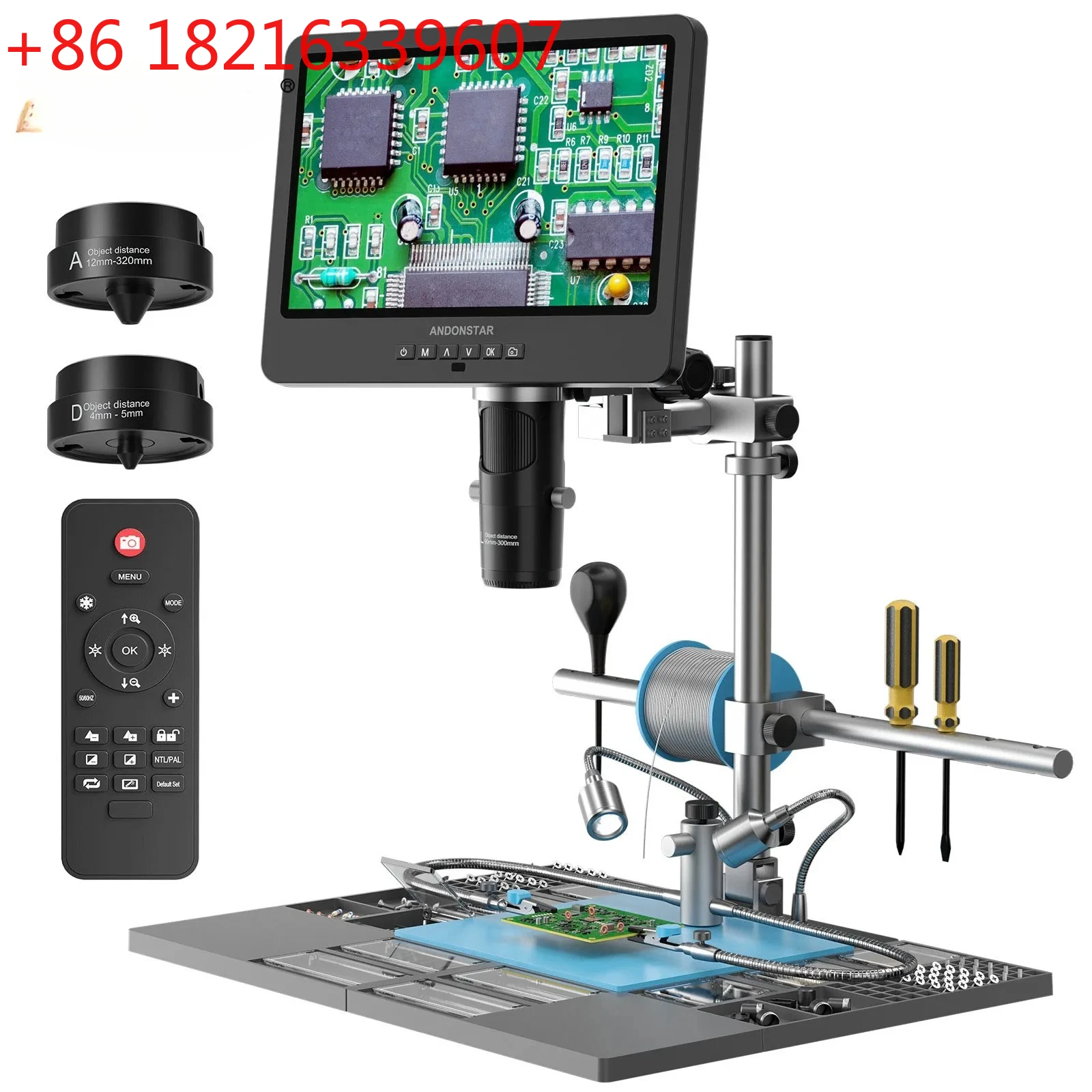 TAO Andonstar AD249SM-Plus Trinocular HDMI-compatible Digital Microscope with 10-inch Screen + Extension Base for PCB Repair