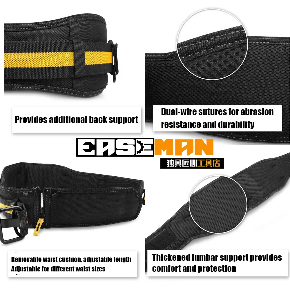 Imagem -05 - Heavy Work Tool Belt Suspenders Conjunto de Bolso de Unhas Suporte Lombar Ajustável Cintas Multifuncionais para Carpinteiro e Eletricista