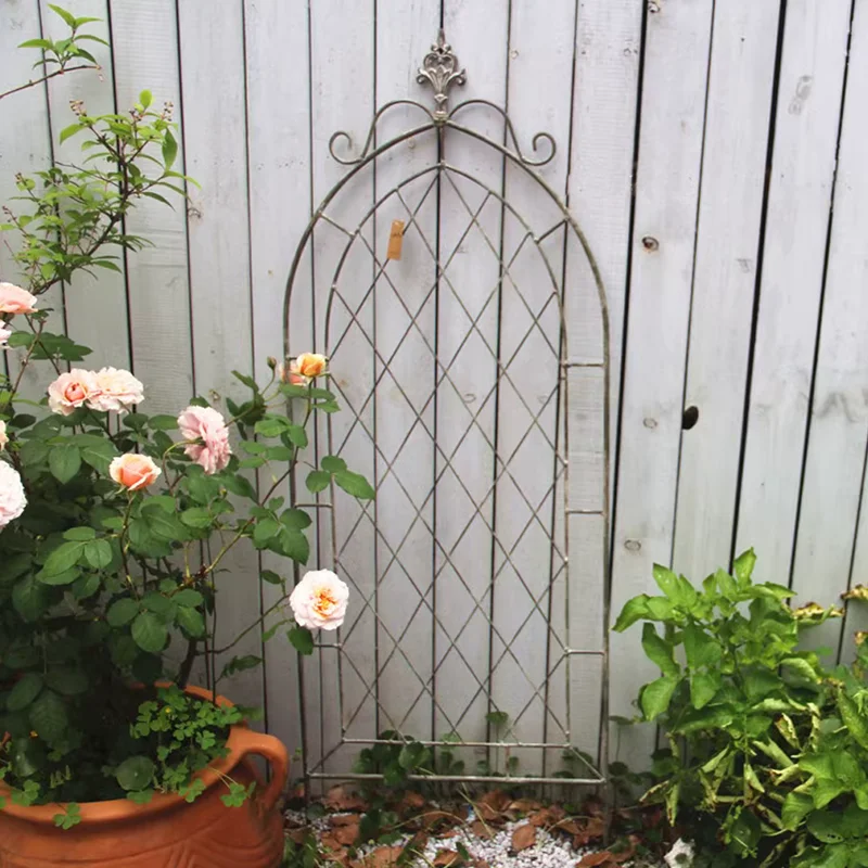 Vintage Weathered Iron Garden Accessory: Fence, Trellis, and Climbing Frame