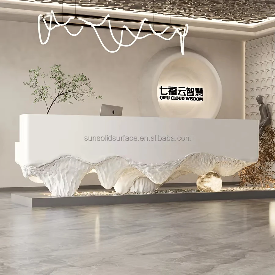 

Customized.LED Fantastic Shape Reception Counter Reception Desk l Shaped Reception Desk for Office Beauty Salon