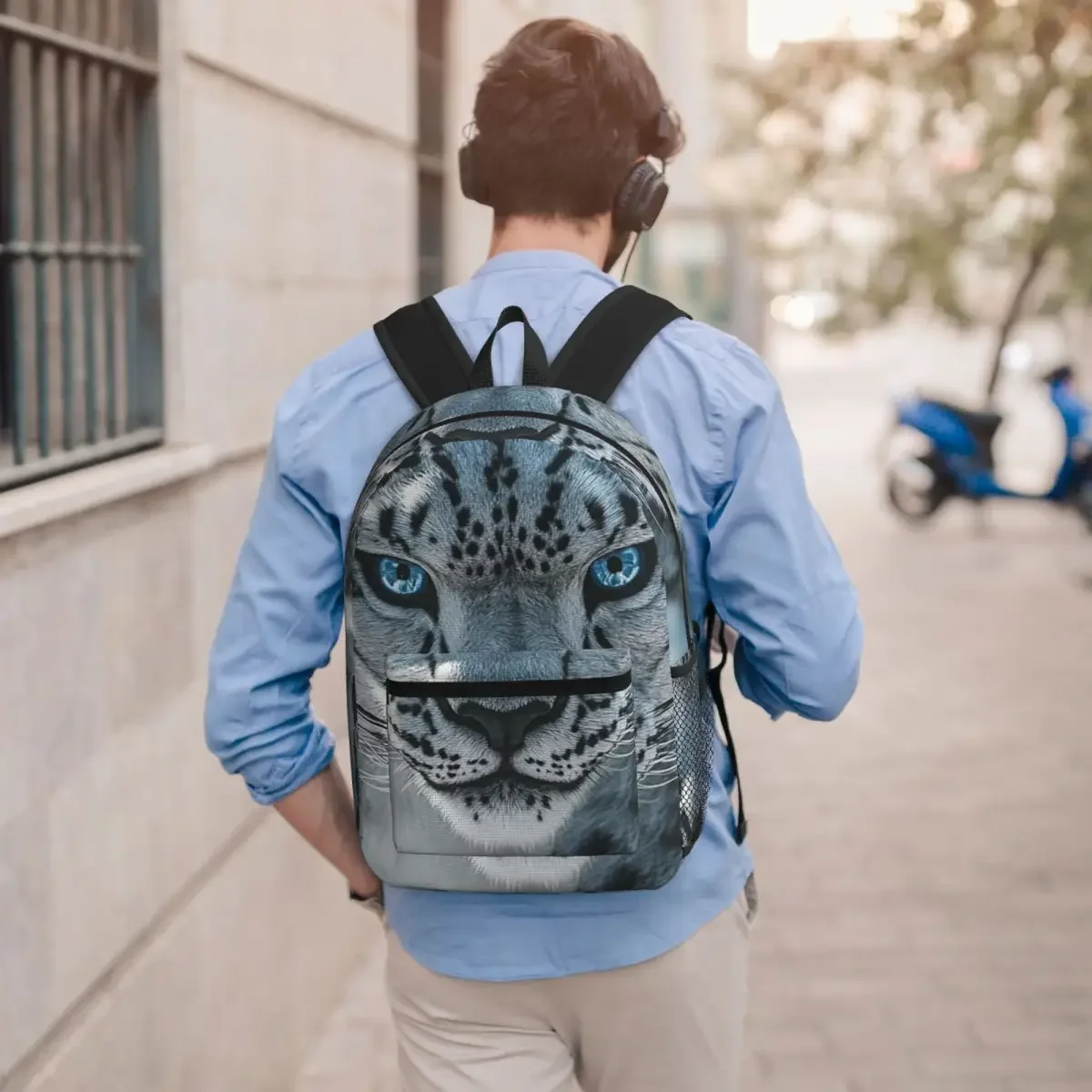 White Leopard Cheetah Realistic Art Backpack Boys Girls BookBag Kids School Bag Laptop Shoulder Bags for Men Women