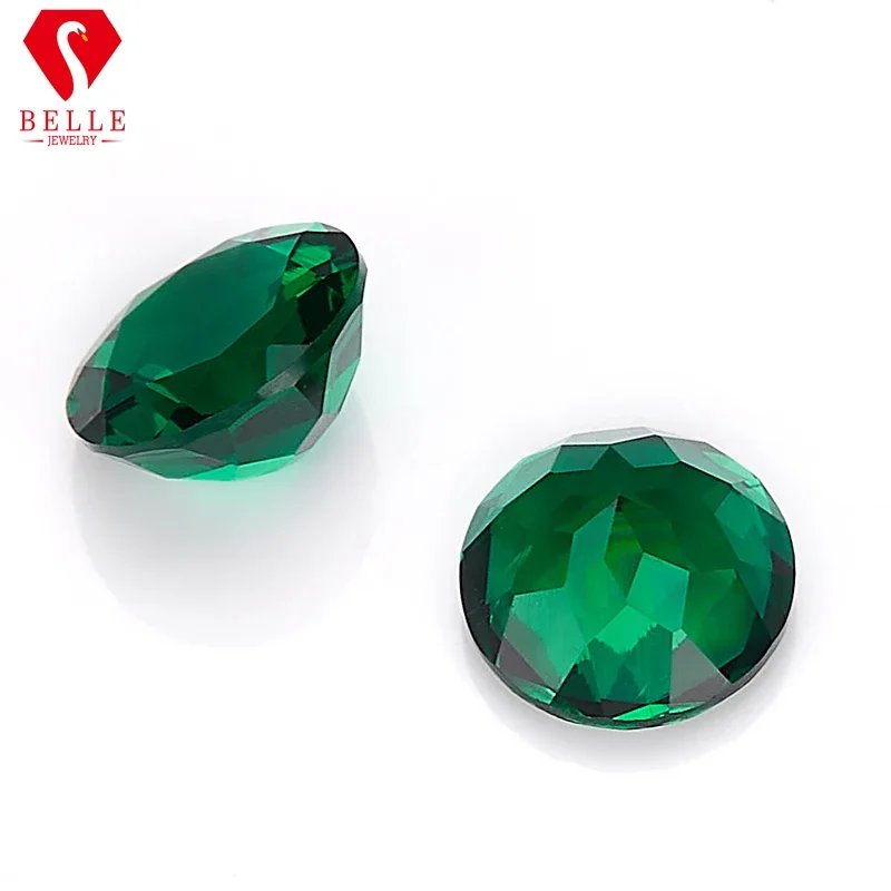 Lab Grown Zambian Emerald round Cut Hydrothermal Zambia Color Hand Cut with Inclusions And Cracks AGL Certificate Selectable