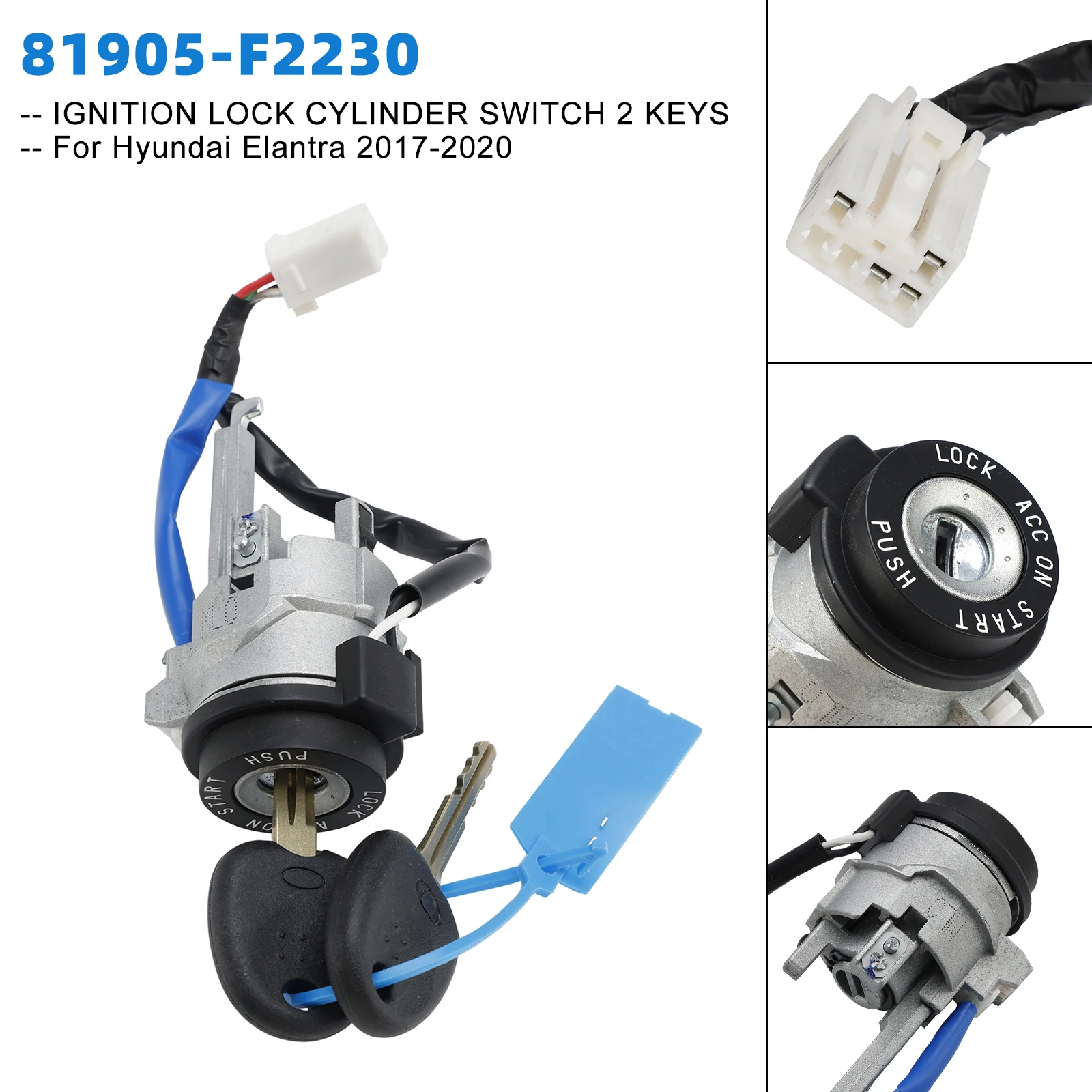 Artudatech 81905-F2230 Lgnition Lock Cylinder w/Keys For Hyundai Elantra 2017 2018 2019 2020