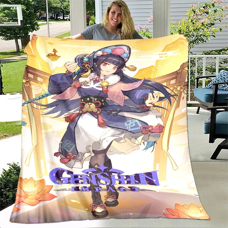 Genshin Impact Soft Plush Sofa Bed Throwing Cartoon Picnic Blankets Modern Flannel Blanket Cover Gedruckt Bettdecke Geschenk