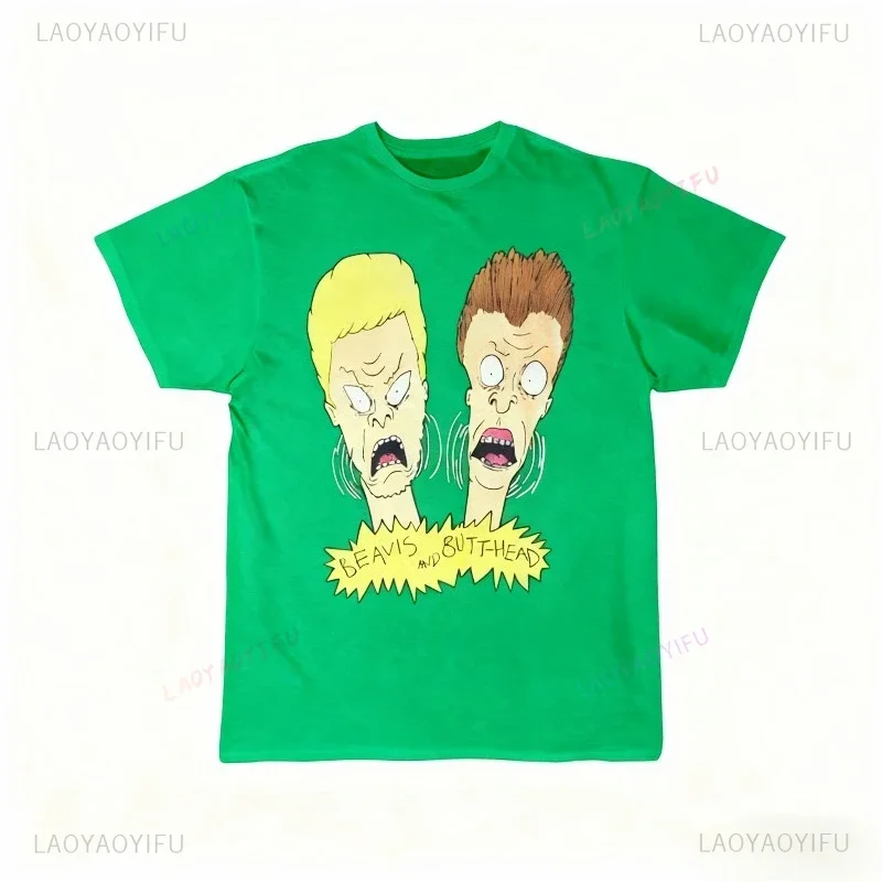 Beavis and Butthead Throwback 80s T-Shirt Funny Cute Beavis Butthead Shirt 80s Funny Anime Cartoon Tees Round Collar Tee Shirt
