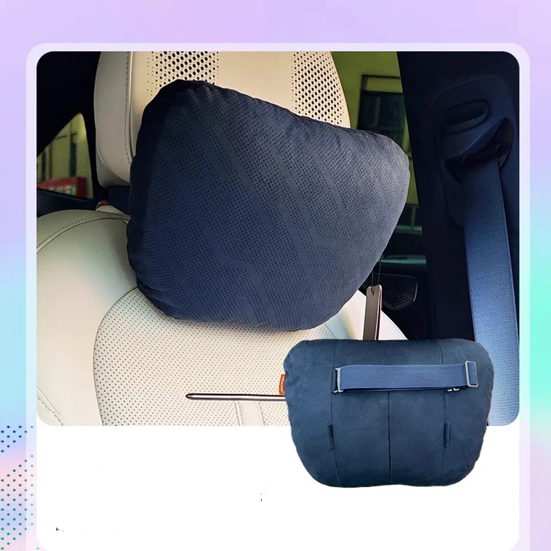 Suede Car Seat Headrest Hidden Without Tie Neck Protection Lumbar Backrest For Zeekr 001 2021 2022 2023 2024 Interior Accessorie