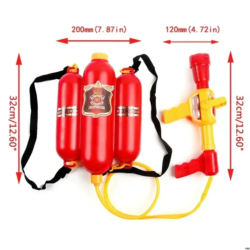 2026 New Firefighter Toy Fire Backpack Water Gun Large Capacity Water Gun Fireman Role Play Pool Toys Fire Extinguisher Watergun