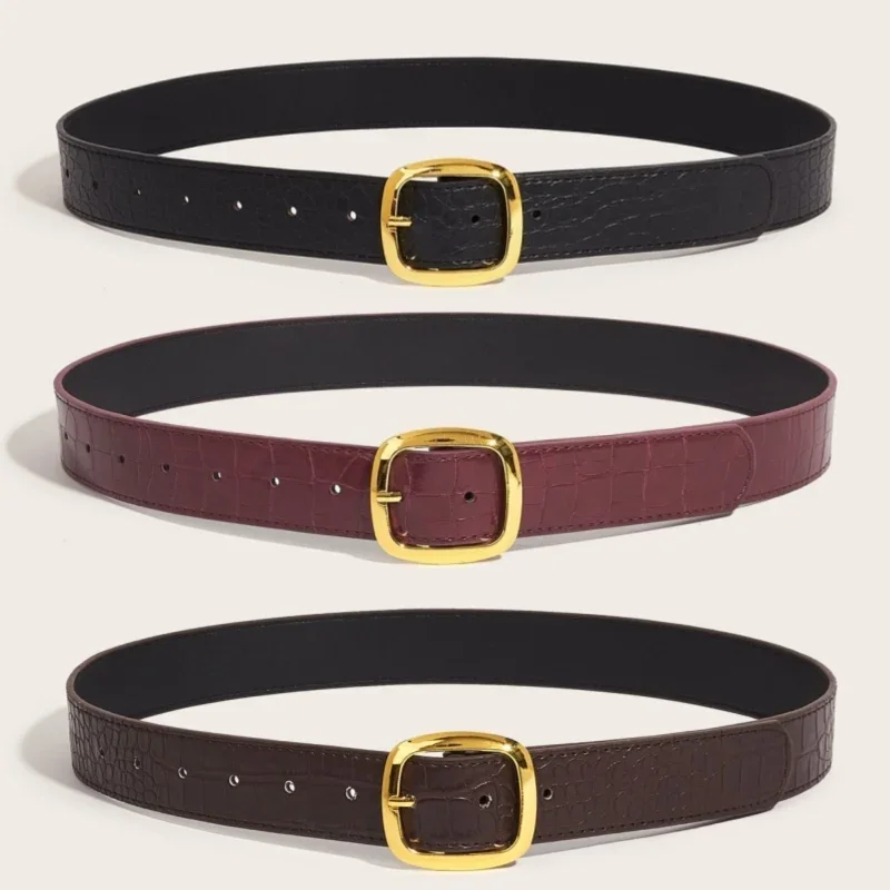 

Женский винтажный ремень из искусственной кожи с золотой пряжкой, модный женский ремень, совместимый с платьями, юбки-карандаш