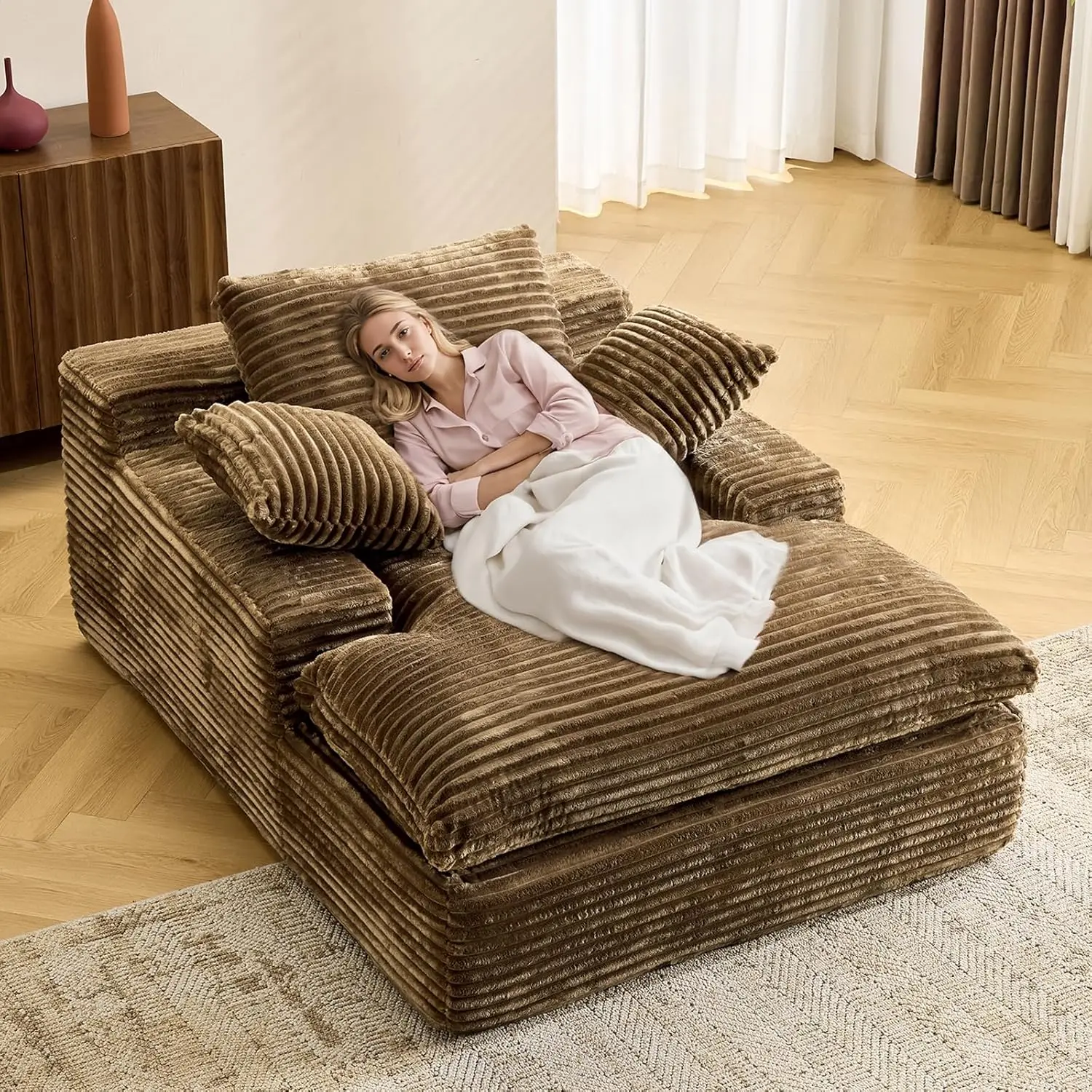 67" Corduroy Chaise…