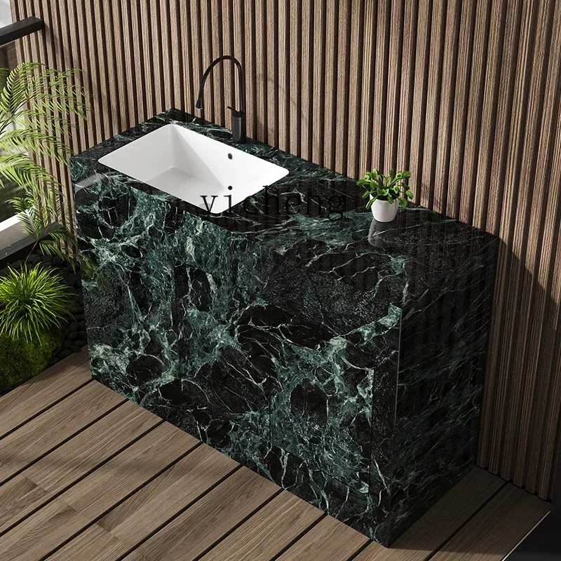 Y1 luxury stone seamless rock slab column basin outdoor washbasin courtyard outdoor washbasin