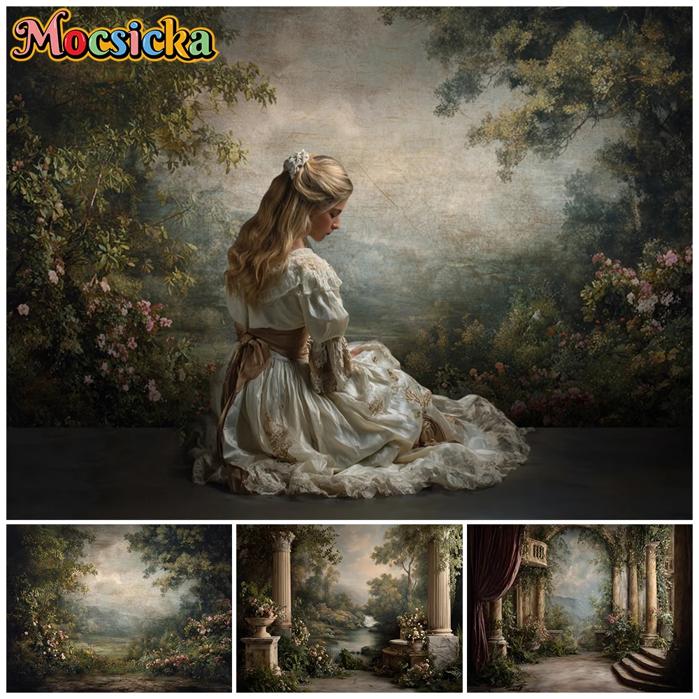 Mocsicka Oil Painting Photography Backdrops Romantic Garden Landscape Background Wedding Maternity Newborn Portrait Photoshoot