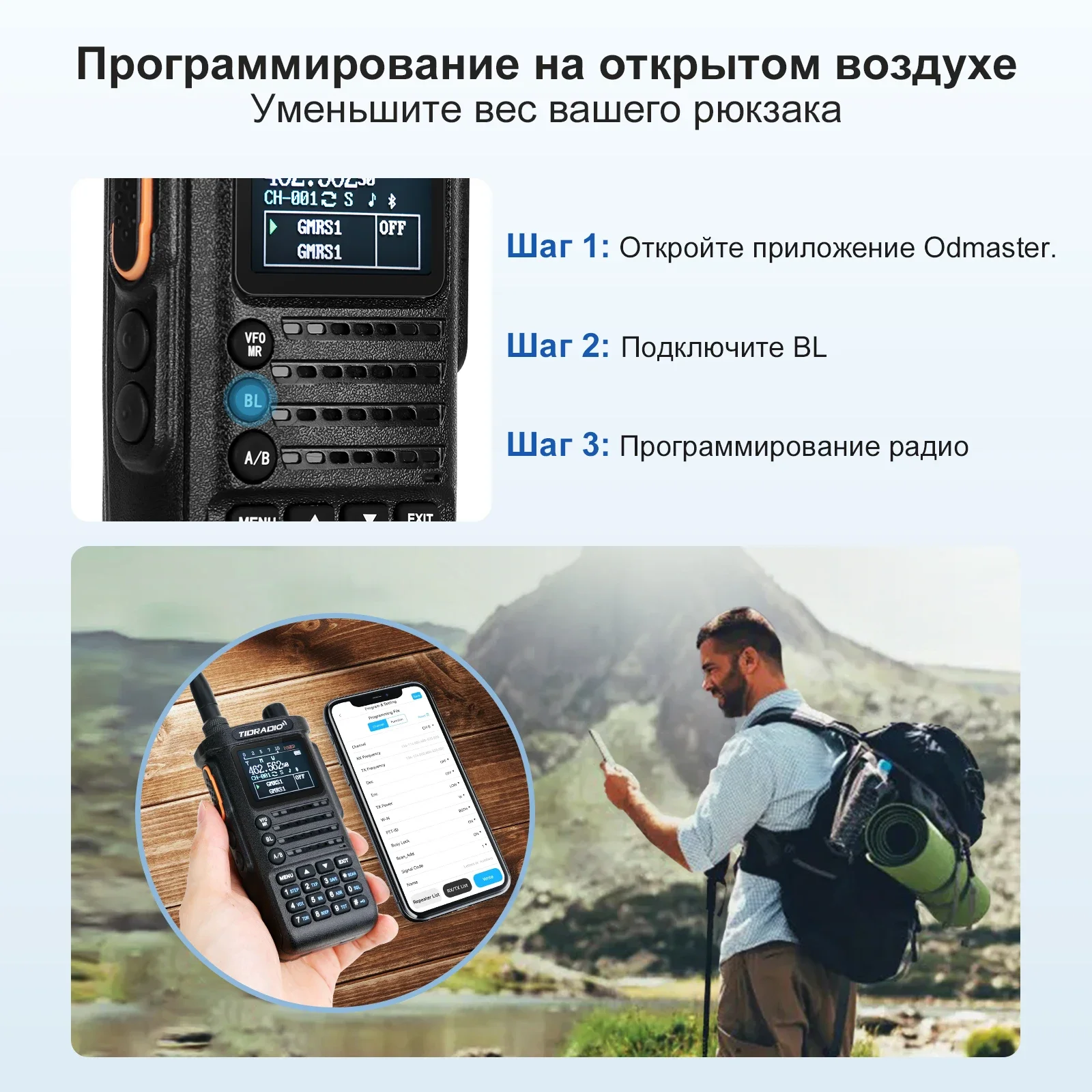 TIDRADIO H8 Profession Walkie Talkie Long Range  emergency radio FM Portable Two Way Radio Receiver Wireless Programming Radio