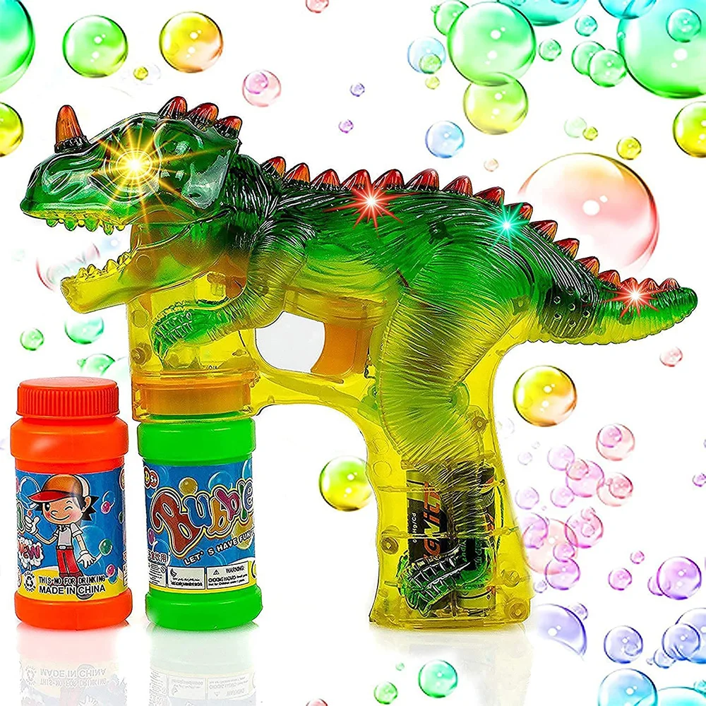 

Electric Jurassic Dinosaur Bubble Gun Shooter Light Up Blower LED Flashing Bubble Blaster Cartoon Outdoor Toys For Children