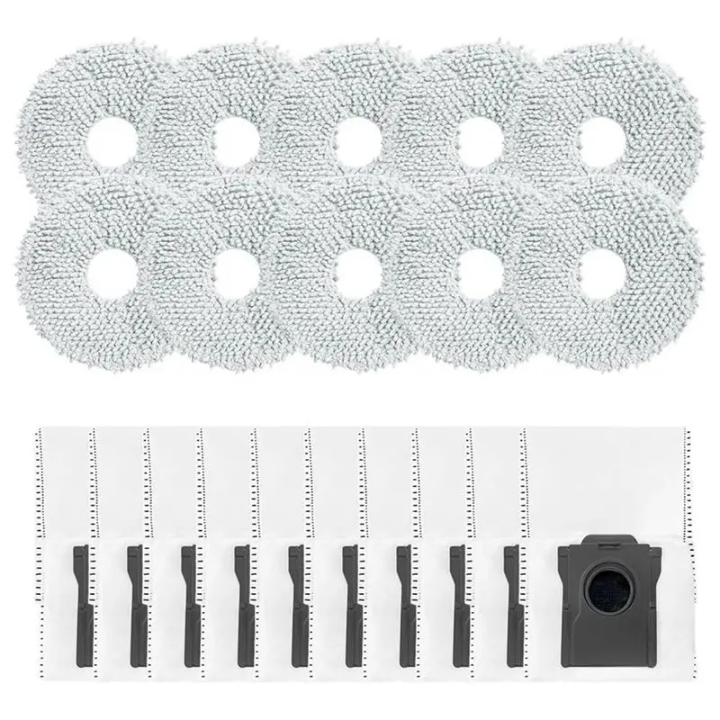 A19F-Robot Vacuum Cleaner Accessory Kit For Mova E40 Ultra- High Capacity Dust Bags And Washable Mop Pads Included