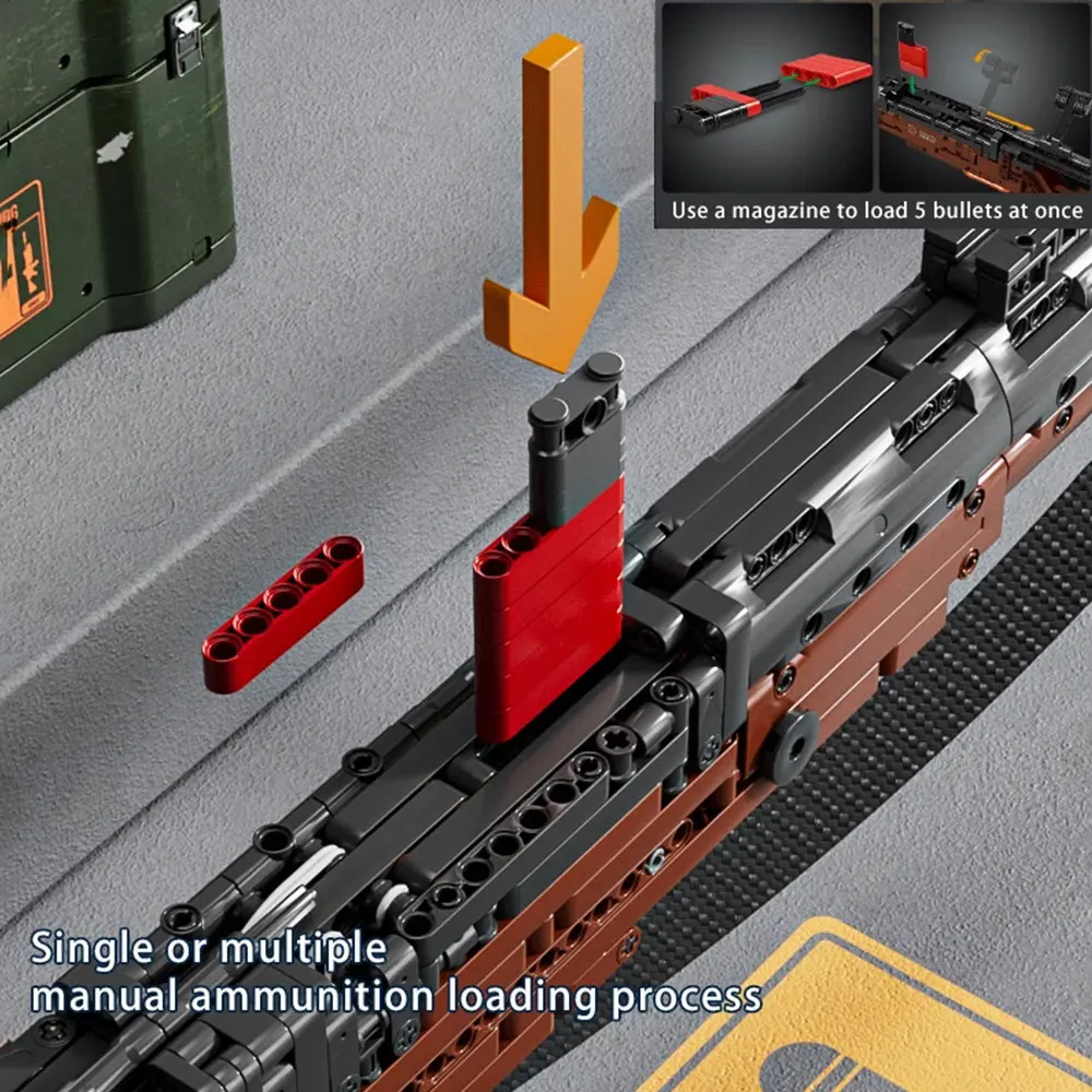 Mold King Ww2 밀리터리 Kar98K 빌딩 블록 모델, WW2 무기 시리즈, 헤비 스나이퍼 라이플 조립 벽돌, 사격 장난감, 어린이 선물