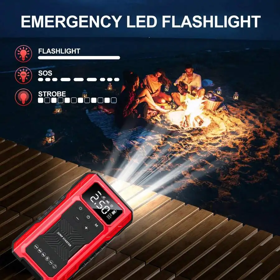 Portable Car Battery Charger, Outdoor Emergency Power Starter, Automotive Parts, Digital Display And Flashlight Lighting